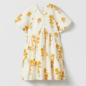 Zara Cream Dress with Orange Floral Print for girls